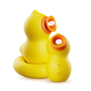 Silicone bonito cartoon pouco amarelo pato sem fio vibrando buceta chupando vibrador sex toys for women masturbação