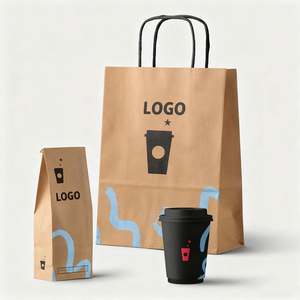 Wholesale Custom Logo Eco Friendly Brown Fast Food Take Away Kraft Paper <b>Bag</b> with Lamination and Cotton Rope Handle - Product Image 1