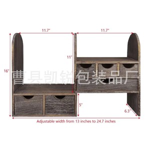 Wooden <b>Desktop</b> <b>Shelf</b> With Drawers Multi-purpose Storage Organizer For Books Stationery Office Desk Use - Product Image 3