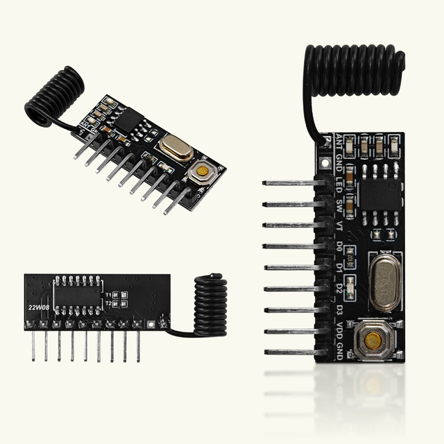 High Sensitivity Decoded RF Receiver Module 433MHz Black PCB With D0 D1 D2 D3 Output for Smart Home Lighting and Security Hub