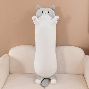 Cuscino lungo grasso rotondo per gatti coccolone abbraccio nero gatto bianco morbido cuscino gatto peluche giocattolo carino giocattolo peluche fabbrica all'ingrosso - Product Image 6