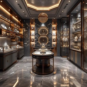 Vitrine d'exposition personnalisée en verre avec éclairage LED pour bijoux en <span class=keywords><strong>or</strong></span>, jade et argent, pour comptoirs d'îlot, utilisation en centre commercial, rayonnages de magasin, vitrines de musée - Product Image 2