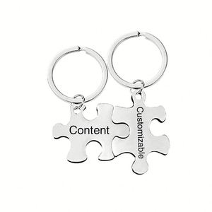Porte-clés en acier inoxydable vierge pour gravure laser, pendentif puzzle métallique pour couple, décoration suspendue, cadeau de Saint-Valentin - Product Image 5