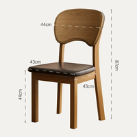 Chaise de salle à manger en bois massif de style mid-century avec assise rembourrée en cuir PU et design antique, mobilier de maison, nouveau modèle 2025