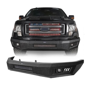 Pare-chocs avant F150 (hors <span class=keywords><strong>Raptor</strong></span>) pleine largeur avec barre lumineuse et anneaux en D compatibles avec <span class=keywords><strong>Ford</strong></span> F150 2009-2014 - Product Image 1
