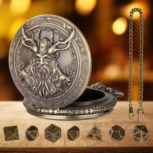 Nuevo reloj de bolsillo orco estereoscópico, carcasa de juego de rol, caja colgante de dados, caja de dados de Metal DND con juego de dados de 7 piezas - Product Image 2