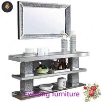 Meuble de table en verre carré brillant table console miroir diamant écrasé