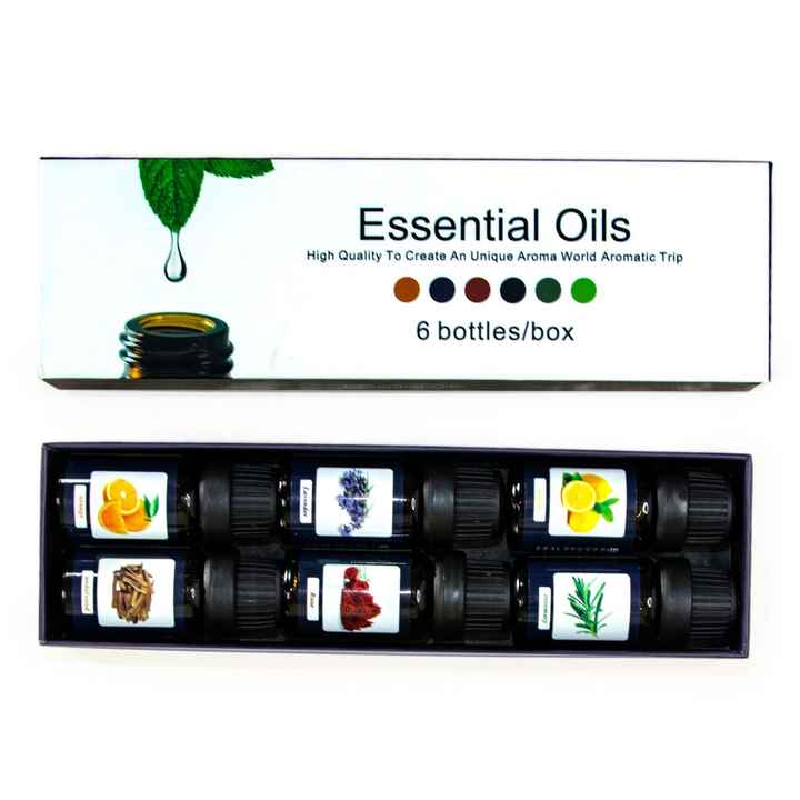 Commande par lots d'aromathérapie aux huiles essentielles solubles dans l'eau Pack de 6 aromathérapie dans une boîte Utilisation pour humidificateur diffuseur