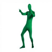 Jumpsuit Katun Hitam Dewasa Chroma Key Kostum Halloween Tak Terlihat untuk Pria