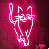 Lampe néon LED en forme de chat - Matériel acrylique pour la décoration d'ambiance de bureau, mariage, chambre à coucher, bar, fête