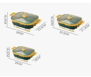 2024 Ceramic Plate and <b>Glass</b> Lid Party Food Warmer Wedding Supplies for Catering Serving Dishes for Back to School - Product Image 3