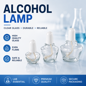 Lámpara de Alcohol de Vidrio Grueso, Quemador de Alcohol de Laboratorio con Tapa de Plástico y Mecha de Algodón para Calentar en Experimentos Químicos - Product Image 1
