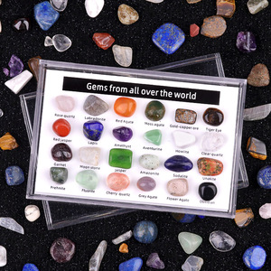 24 unids/caja de piedras preciosas de cristal curativo Natural, especímenes minerales tallados, primera apreciación de la enseñanza de geografía, decoración <span class=keywords><strong>mundial</strong></span>, amor - Product Image 1