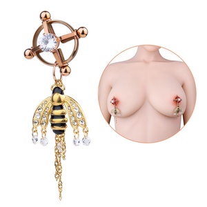 Clips de tétons décoratifs en acier inoxydable, pour SM doux, avec anneau de fixation rotatif à vis, couleur miel doré, jouets sexuels pour adultes - Product Image 1