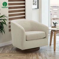 Moontree Chaise d'appoint pivotante moderne avec base en bois Fauteuil tonneau pour la maison, le bureau et le salon pour la lecture Chaise de loisirs