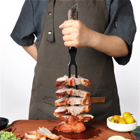 Fourchette à viande Amber BBQ, placage titane noir, acier à haute teneur en carbone 5Cr15MoV, dureté élevée, pour la cuisine et la découpe de la viande