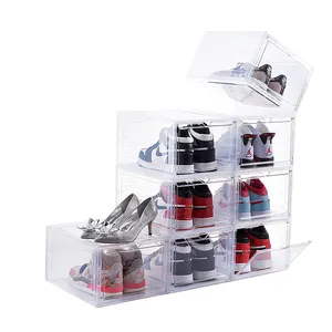 Stapelbarer Schuhcontainer stapelbare klare Schuh-Vorrat-Kartons für Schuhunterhaltung