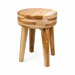 Silla de Comedor Redonda de Madera de Teca Sólida, Ecológica y Duradera, con 4 Patas, Diseño Moderno para Hogar, Bar, Dormitorio, Sala de Estar y Comedor - Product Image 3