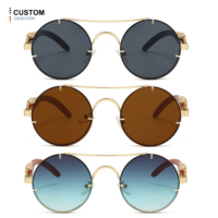 Nouvelles lunettes de soleil rétro avec décoration tête de léopard, design de haute qualité, logo personnalisé, UV400, lunettes de soleil en métal pour hommes et femmes