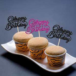 Adornos para Cupcakes de Feliz Cumpleaños con Brillantina, Decoraciones para Cupcakes con Temática de Halloween y Aniversario - Product Image 2