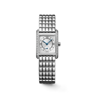 Reloj de Cuarzo para Mujer, Rectangular, Bisel con Diamantes, Números Romanos, Correa de Acero Inoxidable, Esfera Pequeña para Segundos, Reloj de Pulsera Longinesing - Product Image 1