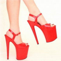 Sandales à bout ouvert pour femme, rouges, à plateforme haute et talon fin de 20 cm, sexy, pour banquets, pole dance, défilés de mode et grandes tailles