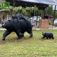 Statue d'ours noir grandeur nature en fibre de verre décorative pour zoo, statue d'animal en résine