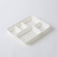 Assiette à déjeuner jetable en bagasse biodégradable à 5 compartiments, plateau alimentaire