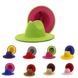 Cappelli fedora donna all'ingrosso designer a tesa larga fedora di lana 2 cappelli bicolore uomini e donne