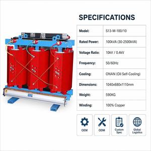 หม้อแปลงไฟฟ้าแบบจุ่มน้ำมันสามเฟส รุ่น Wanbo-268 OEM Custom S13 10kV 100kVA ขดลวดทองแดง - Product Image 4