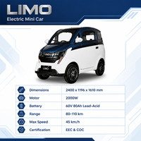 Voiture électrique miniature de haute qualité à 4 roues, cabine fermée, 2 places, voitures électriques entièrement fermées, scooters de mobilité entièrement fermés