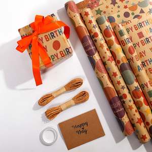 2025 Kids <b>Birthday</b> Kraft Printing Gift <b>Wrapping</b> <b>Paper</b> 43*300 cm Kraft <b>Paper</b> Packaging - Product Image 5