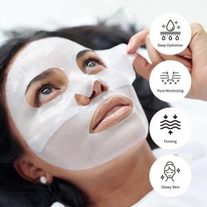 Masker Wajah Lembaran Fungsional Harga Tinggi dengan Asam Hialuronat untuk Hidrasi Wajah, Pemutihan & Pelembapan Tanpa Pewangi - Product Image 4