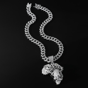 New Simple Personalization Design Geometric Shaped Leopard Head <b>Animal</b> Pendant Necklace Hiphop Mens Necklace Wholesale Jewelry - Product Image 2