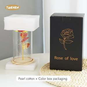 YACHEN Décorations de cadeau de fête des mères pour la Saint-Valentin de qualité supérieure Eternal Galaxy Rose Forever Rose In Glass Dome With Led Lights - Product Image 2