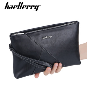 กระเป๋าคลัทช์ผู้ชายแบรนด์ Baellerry หนัง PU ความจุขนาดใหญ่ กระเป๋าถือสำหรับเดินทางธุรกิจ พร้อมซิป สีพื้น สีดำ สีกาแฟ - Product Image 1