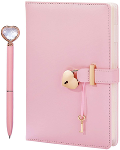 Cubierta de bloqueo en forma de corazón A5, cuaderno secreto, diario con llave, corazón, bolígrafo de diamante, cuero de PU, tapa dura, rosa, Gua, termo PU - Product Image 5