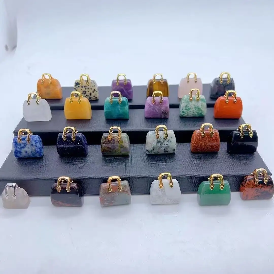 Graziosa Mini borsetta ciondoli in pietra di cristallo naturale