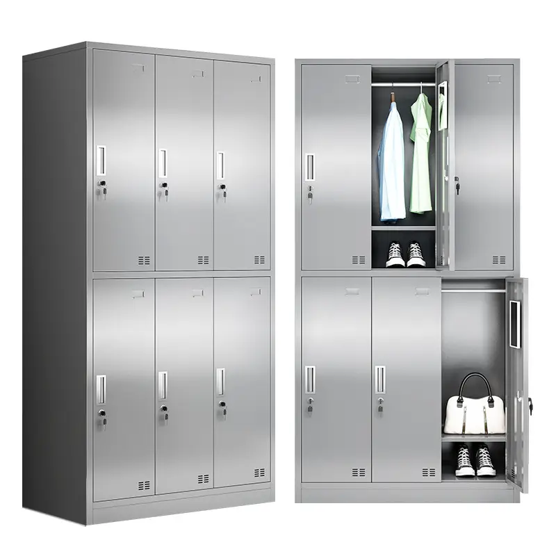 Stainless steel locker with six doors and nine doors stainless storage cabinet