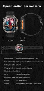Dafit นาฬิกาสมาร์ทวอทช์สำหรับกลางแจ้ง, KR80 <span class=keywords><strong>2023</strong></span>สมาร์ทวอชพร้อมโทรผ่าน BT 620mAh รองรับฟังก์ชันเข็มทิศสูงและมินิเกม4เกม - Product Image 4