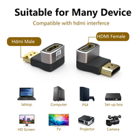 Adaptateur à 90 degrés, angle droit, mâle vers femelle, compatible 8K HDR HD avec ordinateur portable, téléviseur UHD, moniteur, PS5 4