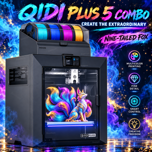Imprimante 3D QIDI Plus 5 Combo multicolore, imprimante 3D fermée CoreXY haute vitesse 600 mm/s, 320x320x300 mm, avec QIDI BOX - Product Image 1