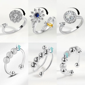 Anillos Antiestrés Creativos, Juego de Seis Piezas, Anillos Giratorios con Incrustaciones de Circonio, Cobre, Flores y Abejas, Joyería de Moda al por Mayor - Product Image 1