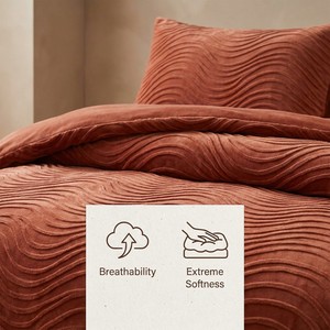 Ensemble de literie de luxe en velours de lait 3D gaufré, 6 pièces, épais et moelleux, taille King, comprenant couette et couvre-lit - Product Image 4