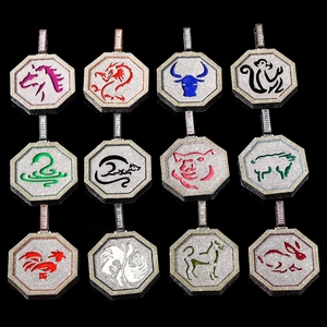 Collar Hip Hop Chapado en Oro, Colgante del Zodiaco Chino de Jackie <span class=keywords><strong>Chan</strong></span>, Diseño de Tigre y Dragón Extra Grande para Parejas, Unisex - Product Image 3