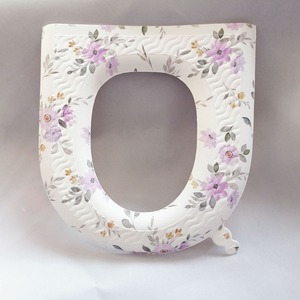 <b>EVA</b> Toilet Seat Cover White Floral Pattern Waterproof Washable All Season Thick Warm Household Use - Product Image 2