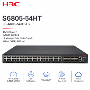 สวิตช์ศูนย์ข้อมูล H3C S6805-54HT LS-6805-54HT-H2 48x10GBase-T 6x100G QSFP28 L3 แบบจัดการได้ รองรับ VXLAN EVPN AI Cloud - Product Image 6