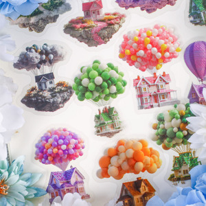 16 adesivi per confezione, serie Up, a tema <span class=keywords><strong>mongolfiera</strong></span>, adesivi decorativi fai da te per quaderni fatti a mano - Product Image 2
