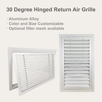 Grille de ventilation murale carrée moderne en alliage d'aluminium, à charnière 30/45 degrés, avec filtre en maille, durable, facilement accessible, pour CVC mural et plafond