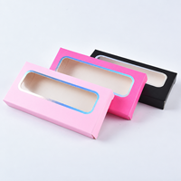 Boîte à cils en papier pliable à chaud, multi-couleurs vives, vide, avec fenêtre transparente